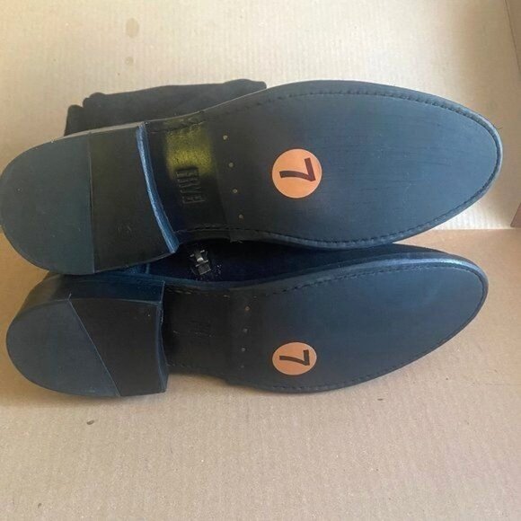 Frye Shirley OTK Black Oiled Suede  Leather Boots Size 7 - Picture 8 of 8